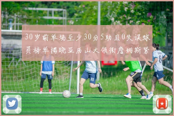 30岁前单场至少30分5助且0失误球员榜单揭晓亚历山大领衔詹姆斯紧随其后